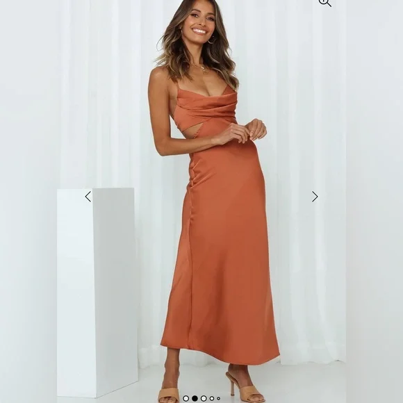 Hello Molly Angels In America Midi Dress Rust size Small/4 NWT - Picture 2 of 15